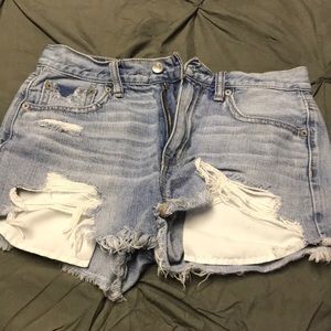 Distressed jean shorts